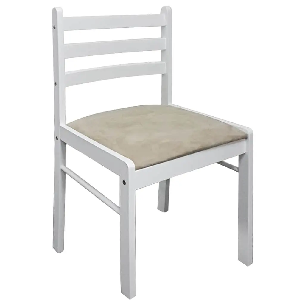 Dining Chairs Rubberwood Padded Seat Square Backrest White Set of 4
