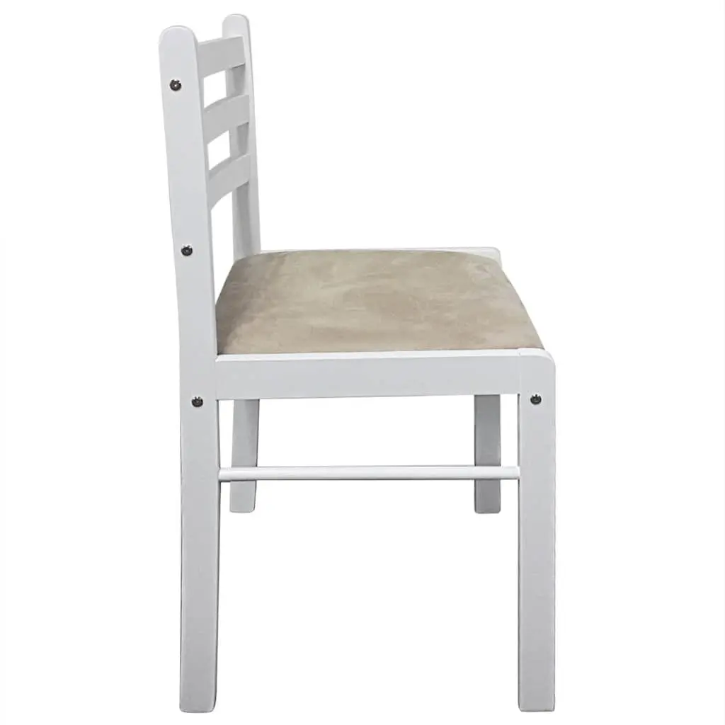 Dining Chairs Rubberwood Padded Seat Square Backrest White Set of 4