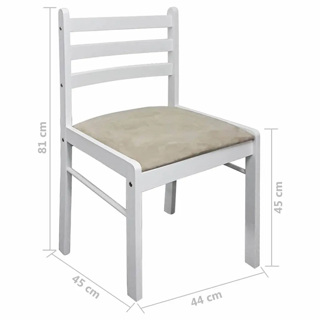 Dining Chairs Rubberwood Padded Seat Square Backrest White Set of 4