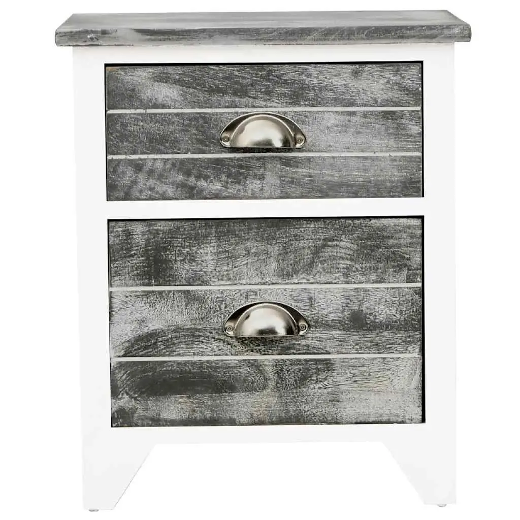 Grey and White Bedside Table Set with Drawers