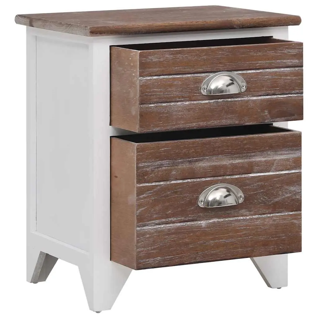 Brown and White Nightstand Cabinets with 2 Drawers