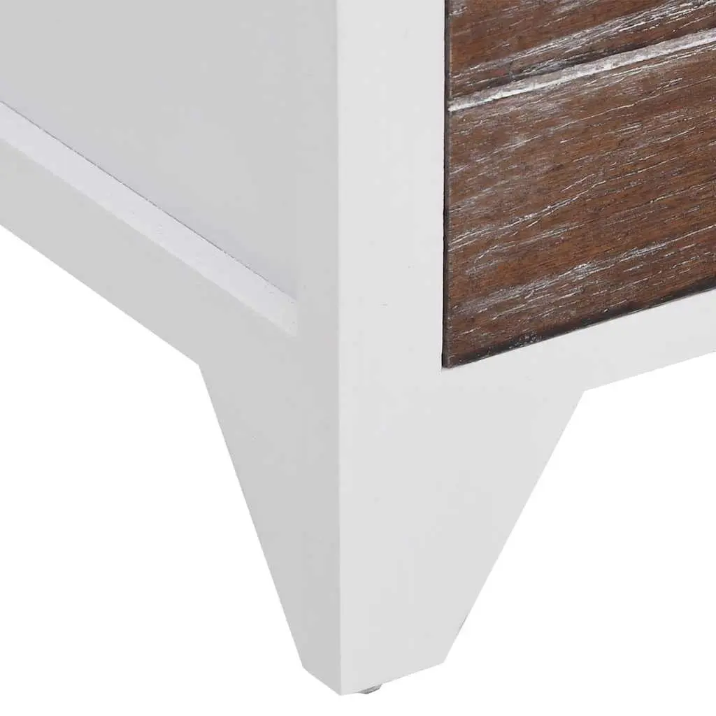 Brown and White Nightstand Cabinets with 2 Drawers