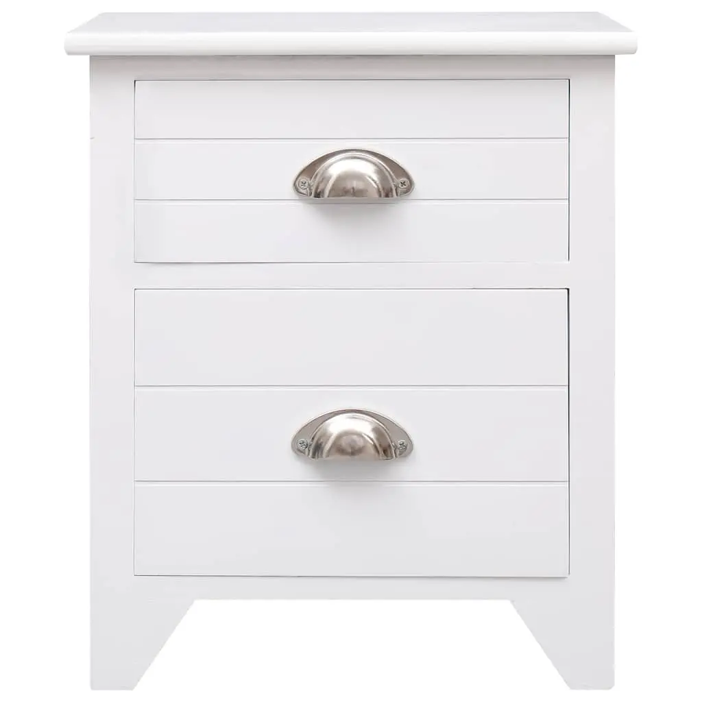 Bedside Tables Plywood and Paulownia Wood White Set of 2 Nightstands with Drawers Storage