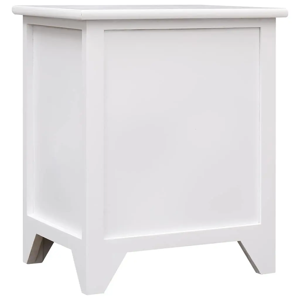 Bedside Tables Plywood and Paulownia Wood White Set of 2 Nightstands with Drawers Storage