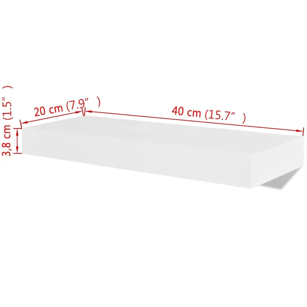 Floating Wall Shelves MDF White Set of 2
