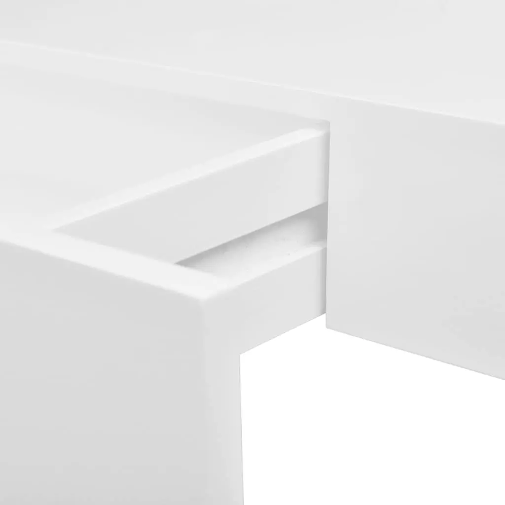 White Floating Wall Shelf with Drawer for Storage