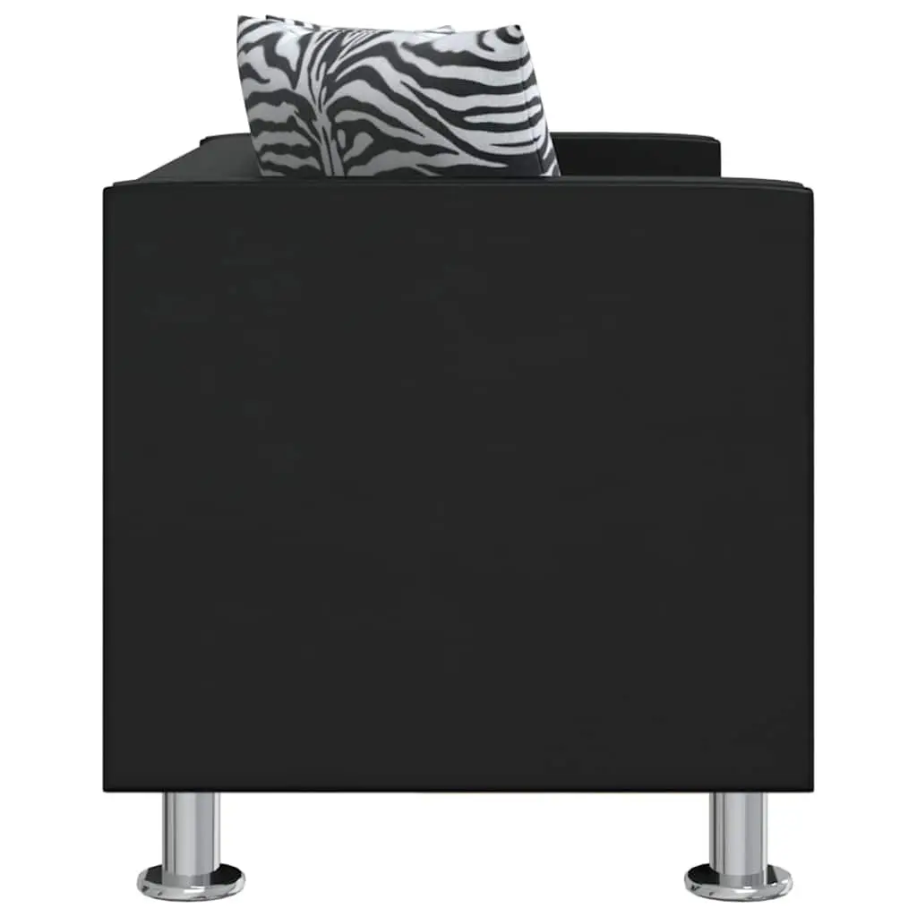 Black Artificial Leather 2-Seater Sofa