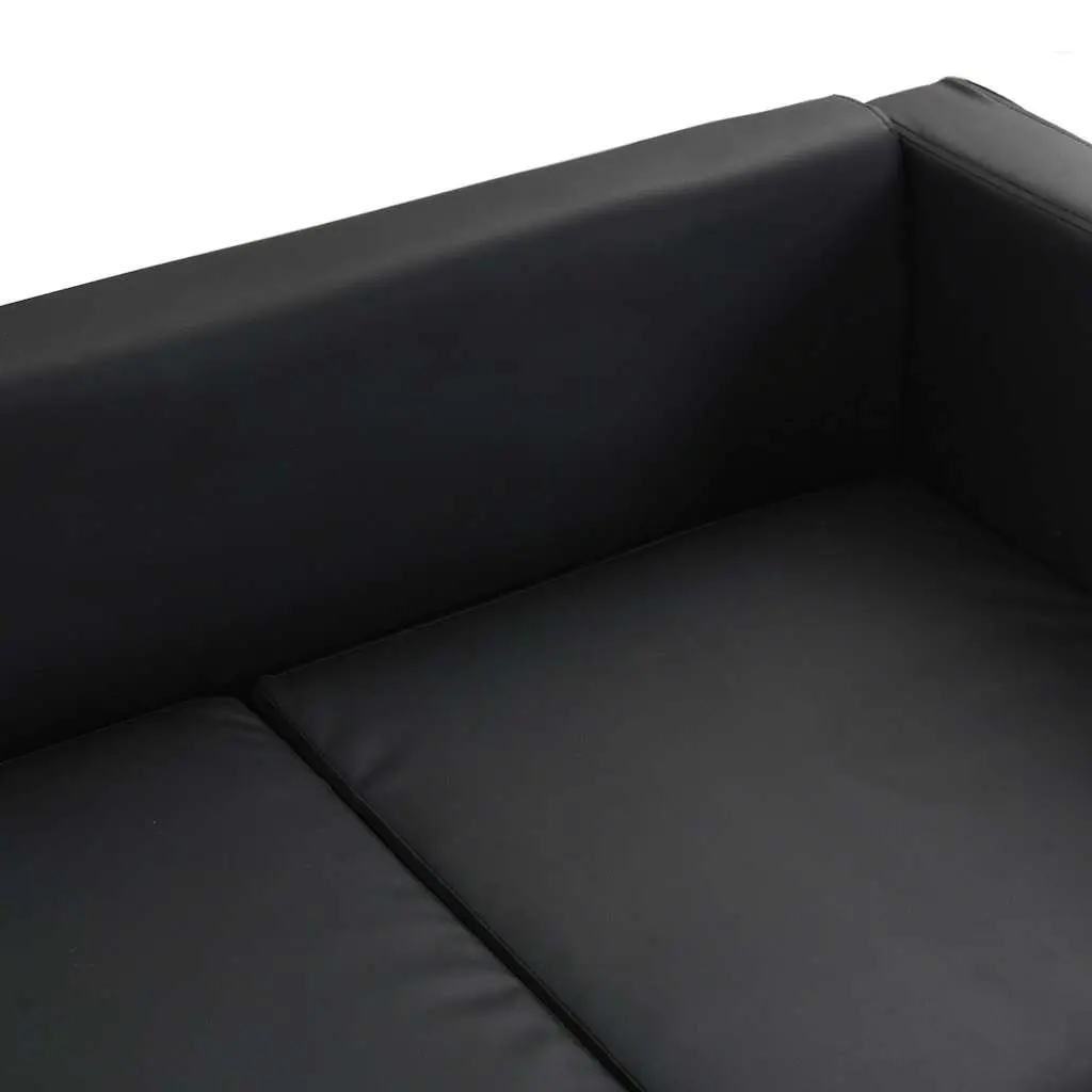 Black Artificial Leather 2-Seater Sofa