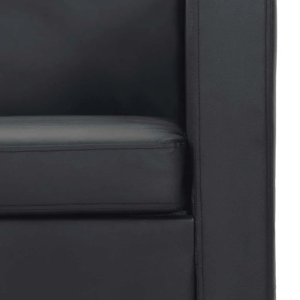 Black Artificial Leather 2-Seater Sofa