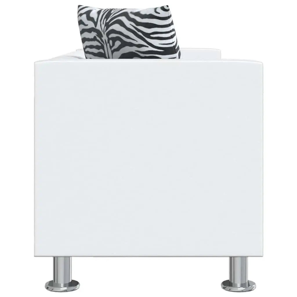 White Modern 2-Seater Sofa with Padded Cushions
