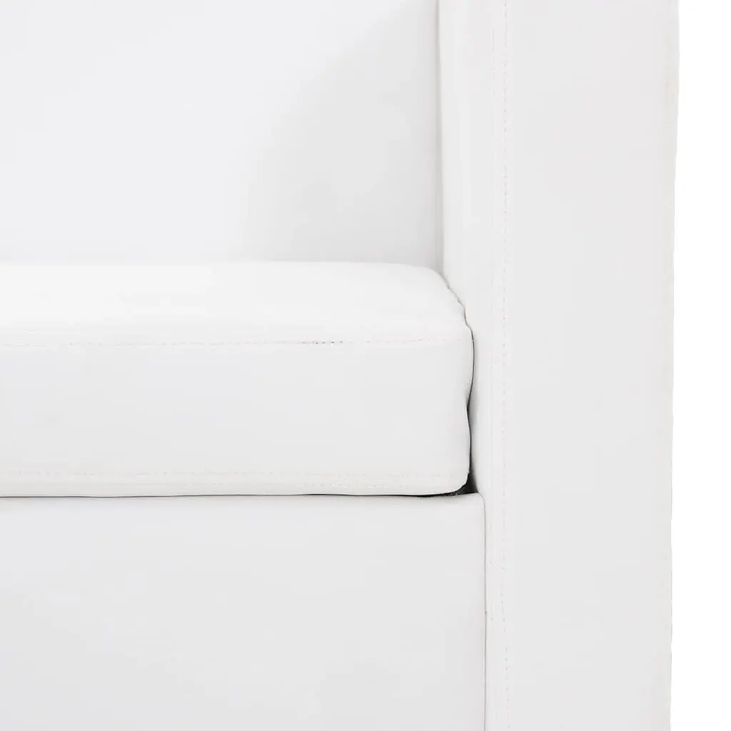 White Modern 2-Seater Sofa with Padded Cushions