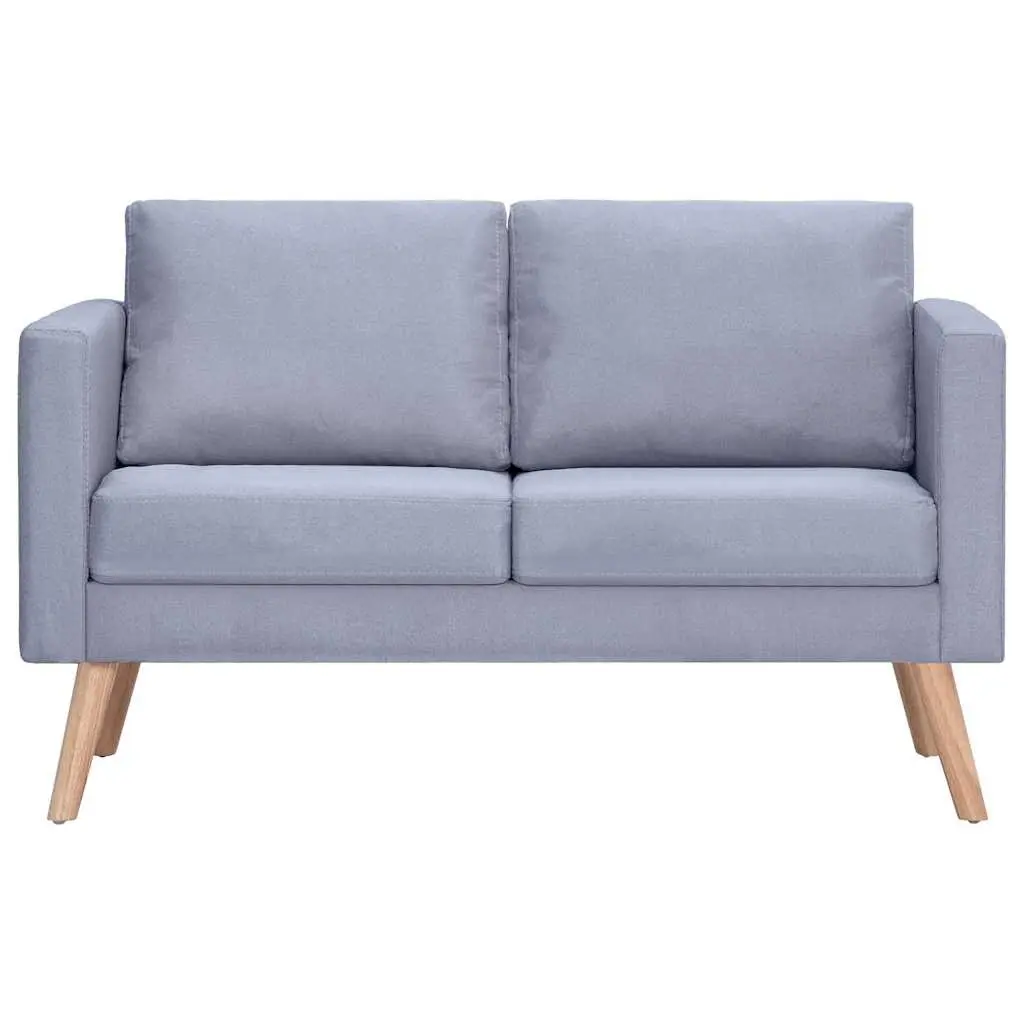 Grey Fabric 2-Seater Sofa with Padded Cushions