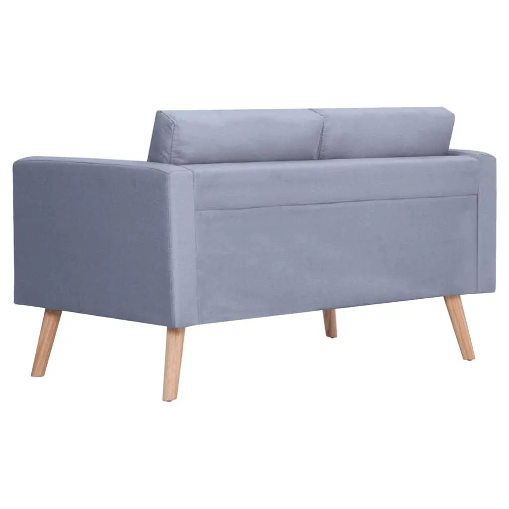 Grey Fabric 2-Seater Sofa with Padded Cushions