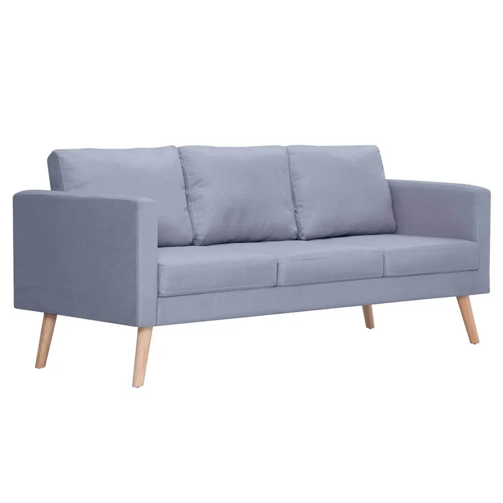 3-Seater Sofa Fabric Grey Removable Cushions