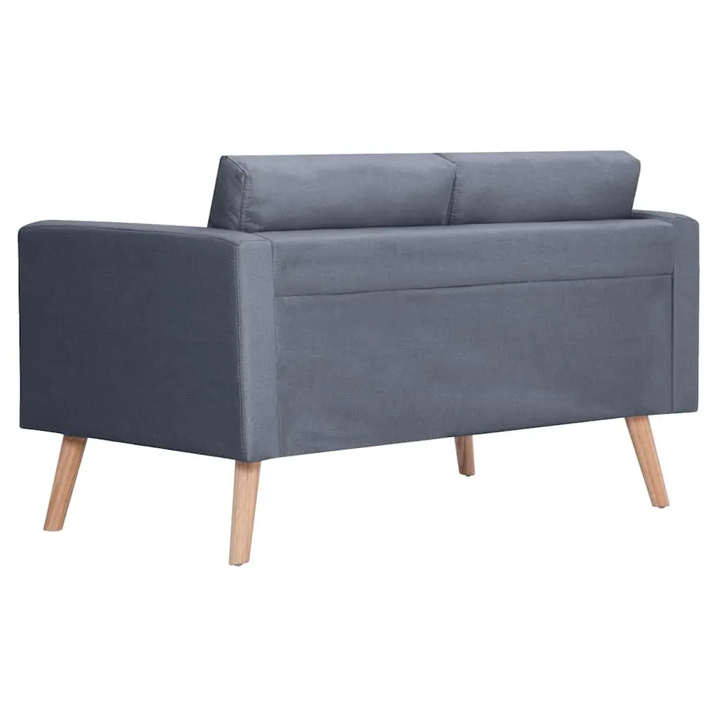 2-Seater Sofa Grey Fabric Couch Living Room Furniture Comfortable Padded Seating
