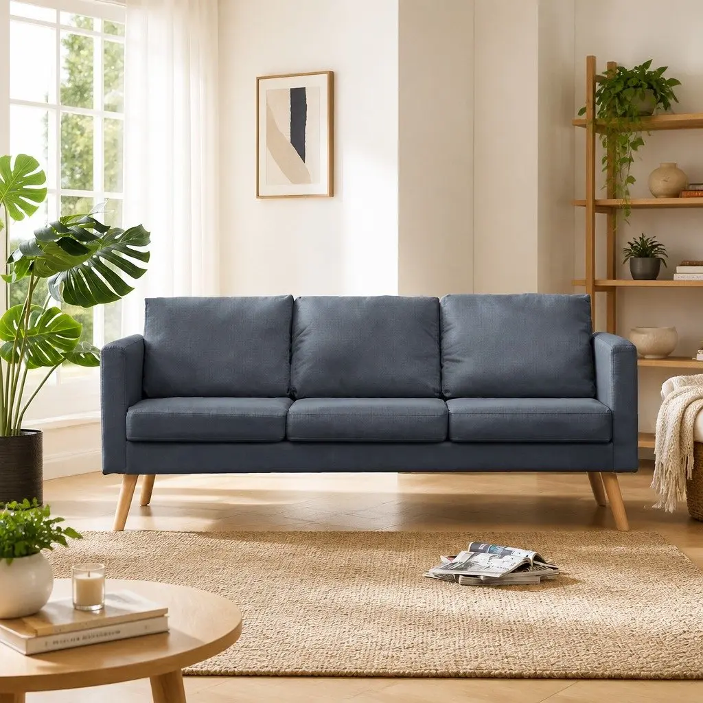 Grey 3-Seater Sofa with Removable Covers