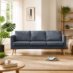 Stylish Grey 3-Seater Sofa with Removable Covers