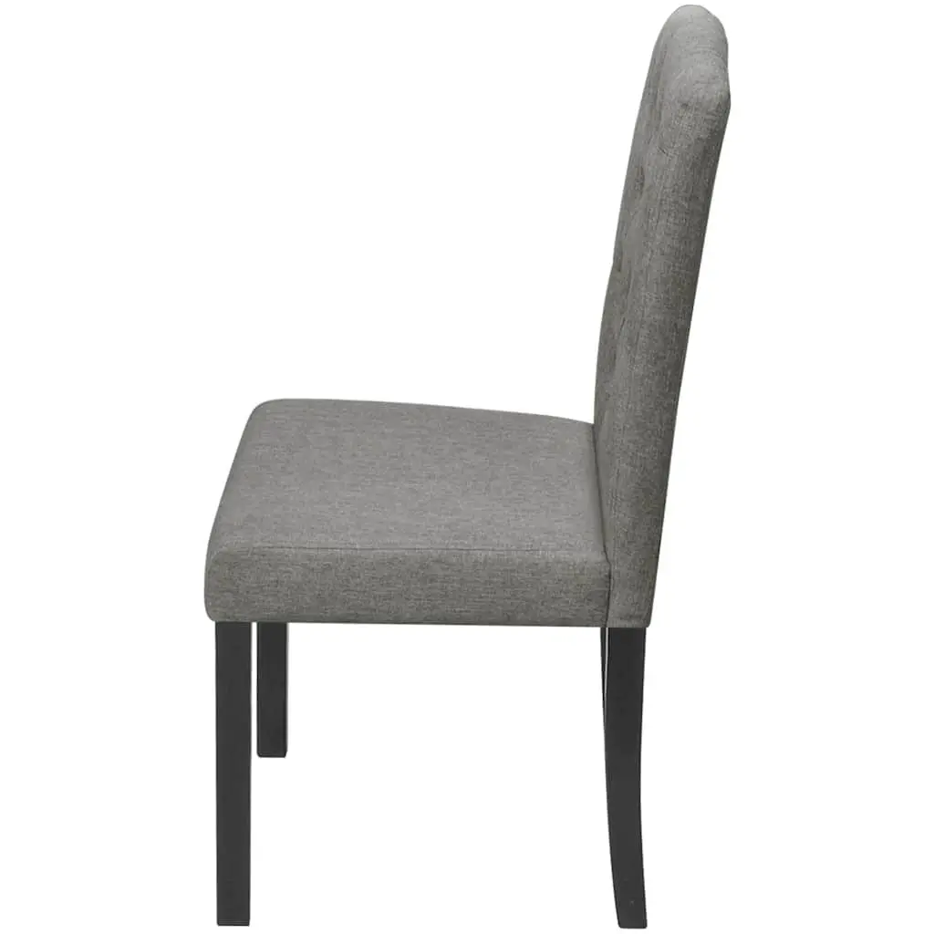 Dining Chairs Set of 2 Grey Upholstered Kitchen Seating with Wooden Legs