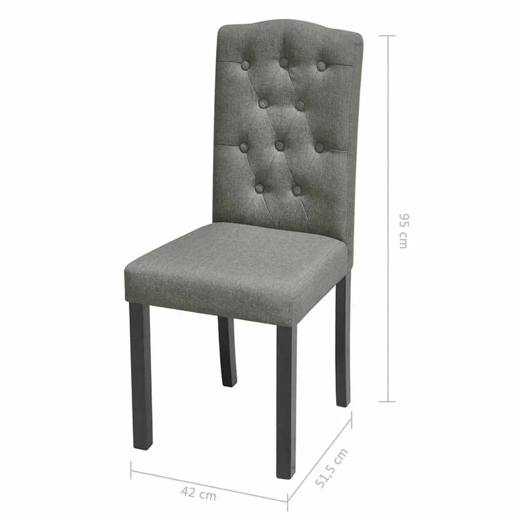 Dining Chairs Set of 2 Grey Upholstered Kitchen Seating with Wooden Legs
