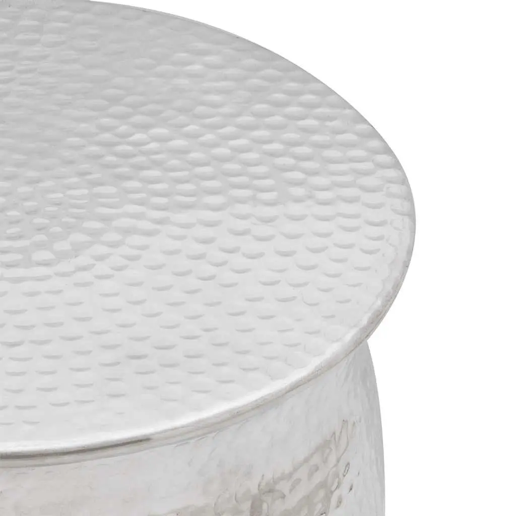 Hammered Aluminium Stool Side Table in Silver