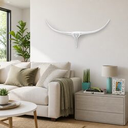 Modern Silver Bull's Head Sculpture 72cm Wall Decor