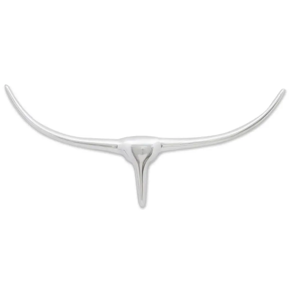 Wall Mounted Sculpture Aluminium 72cm Silver Bull's Head Decoration