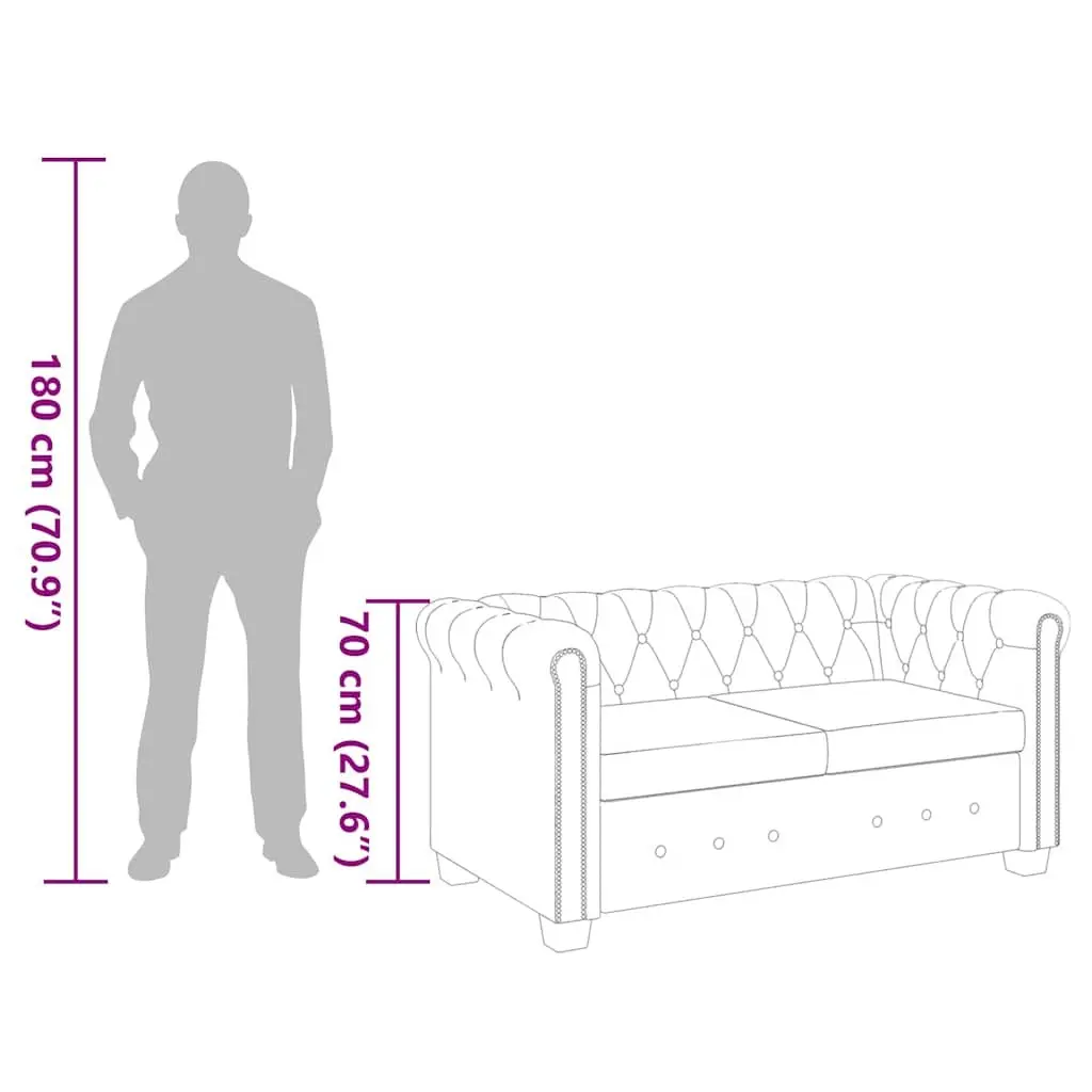 2-Seater Chesterfield Sofa in Black