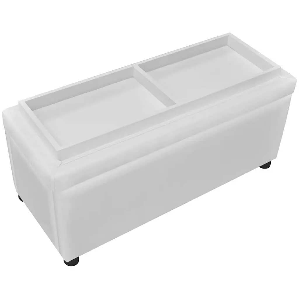 White Storage Ottoman with Hidden Compartment