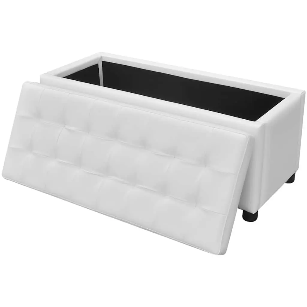 White Storage Ottoman with Hidden Compartment