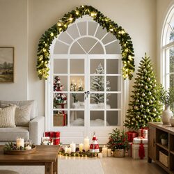 Premium Christmas Garland with LED Lights 20m Green