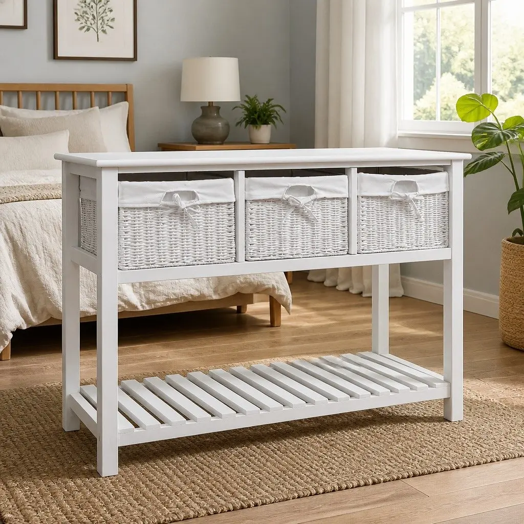 White Storage Sideboard with Baskets
