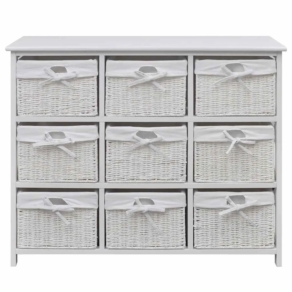 Storage Cabinet with 9 Woven Baskets