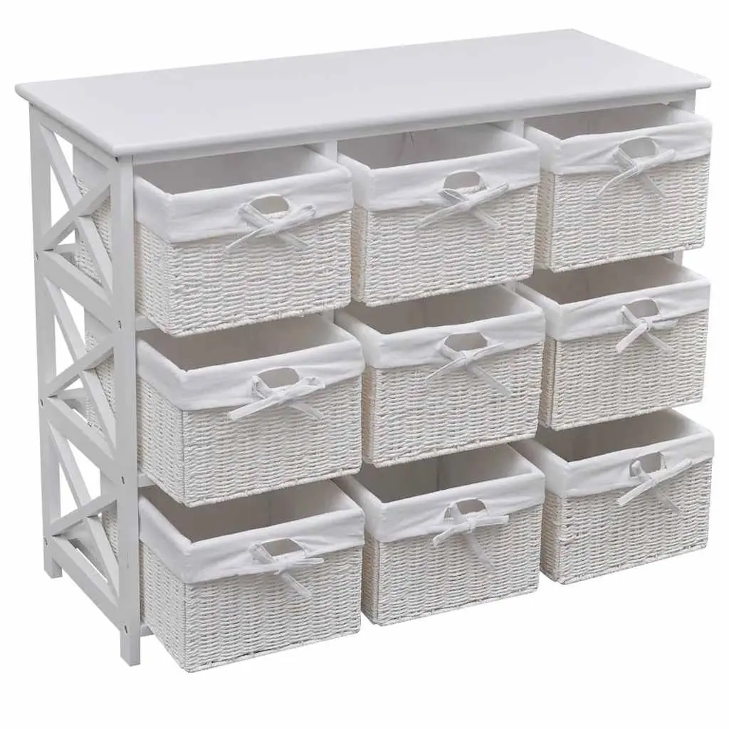 Storage Cabinet with 9 Woven Baskets