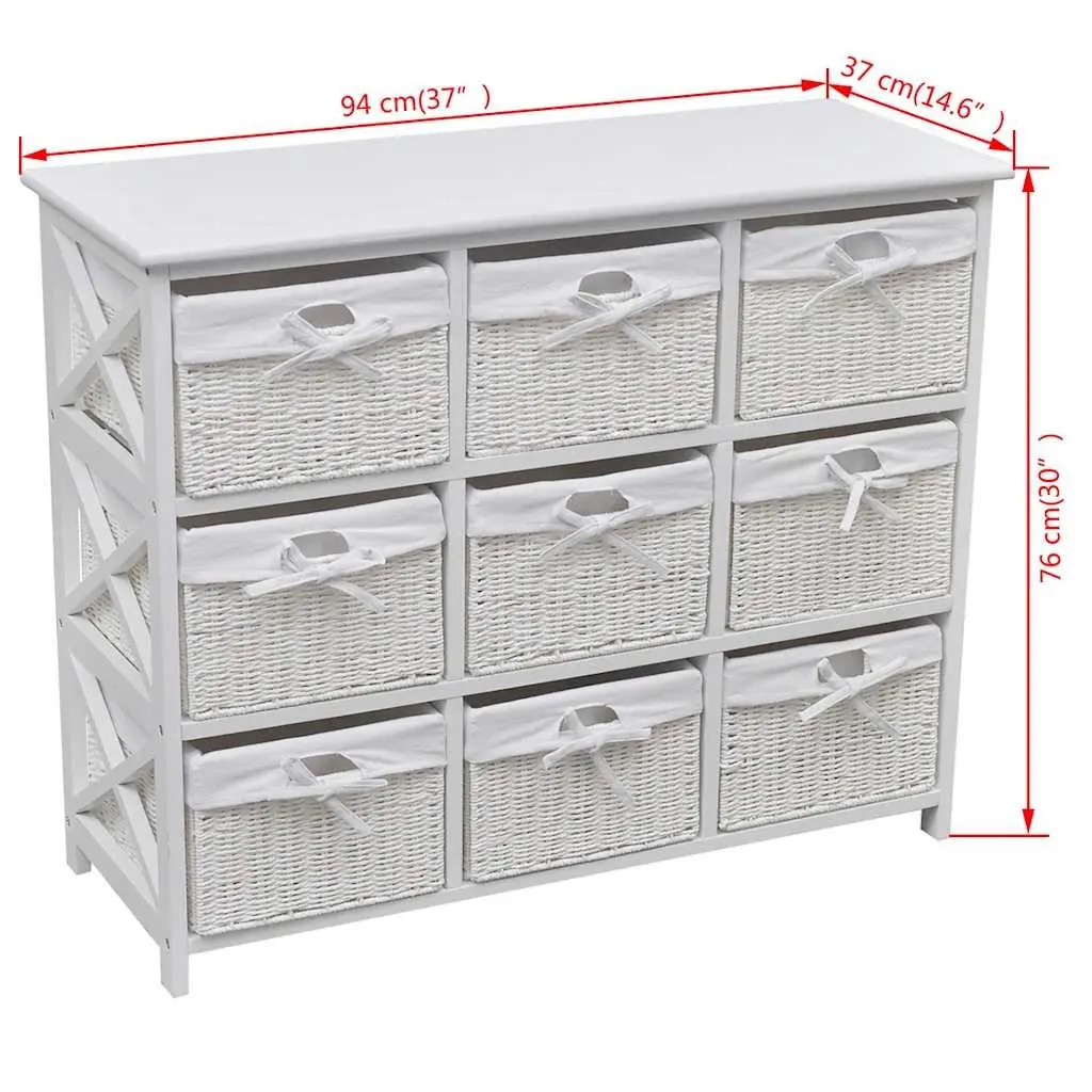 Storage Cabinet with 9 Woven Baskets
