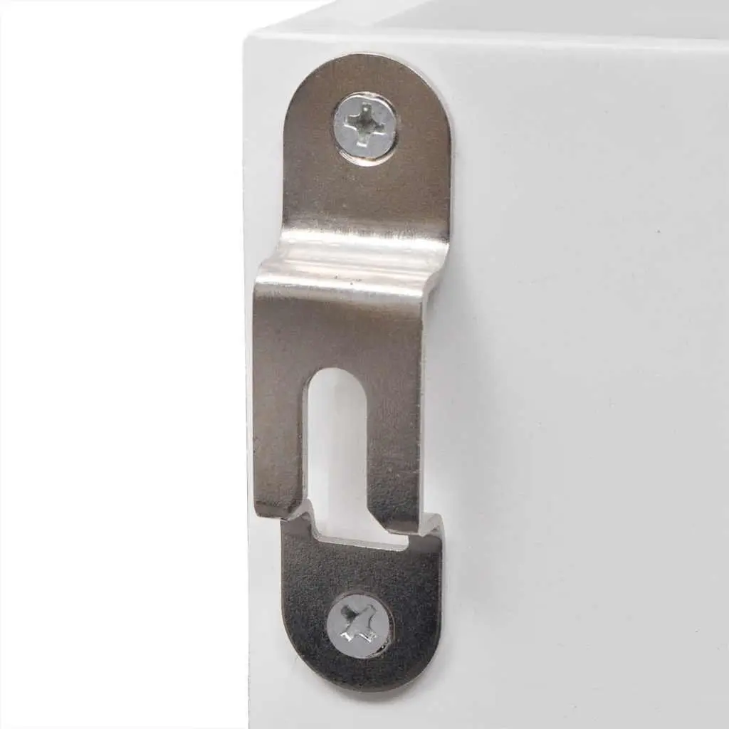 Wall Display Cabinet MDF White 2 Glass Doors 4 Hooks