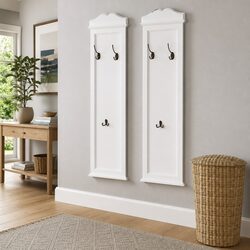 Durable White Baroque Coat Racks Set with Steel Hooks