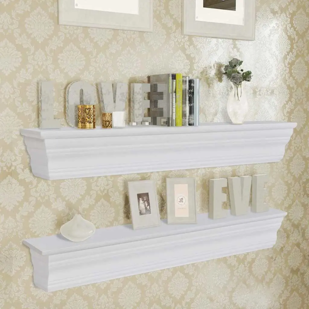 Wall Shelves White Baroque Style Floating Storage Bedroom Living Room Decor 2