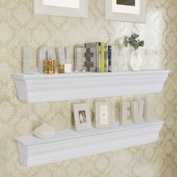 Elegant White Baroque Style Wall Shelves - 2 pcs