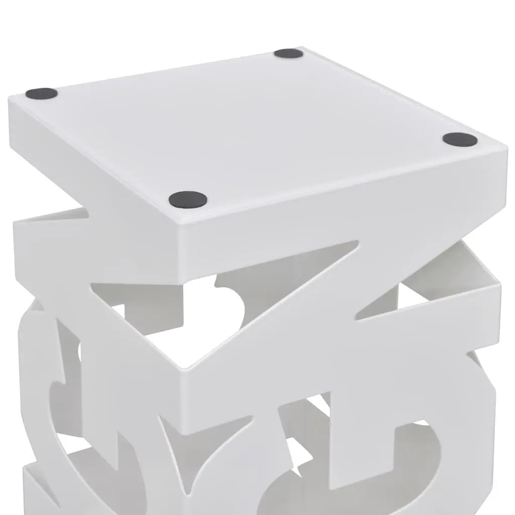 Umbrella Stand Storage Holder White Powder-coated Steel 48.5cm