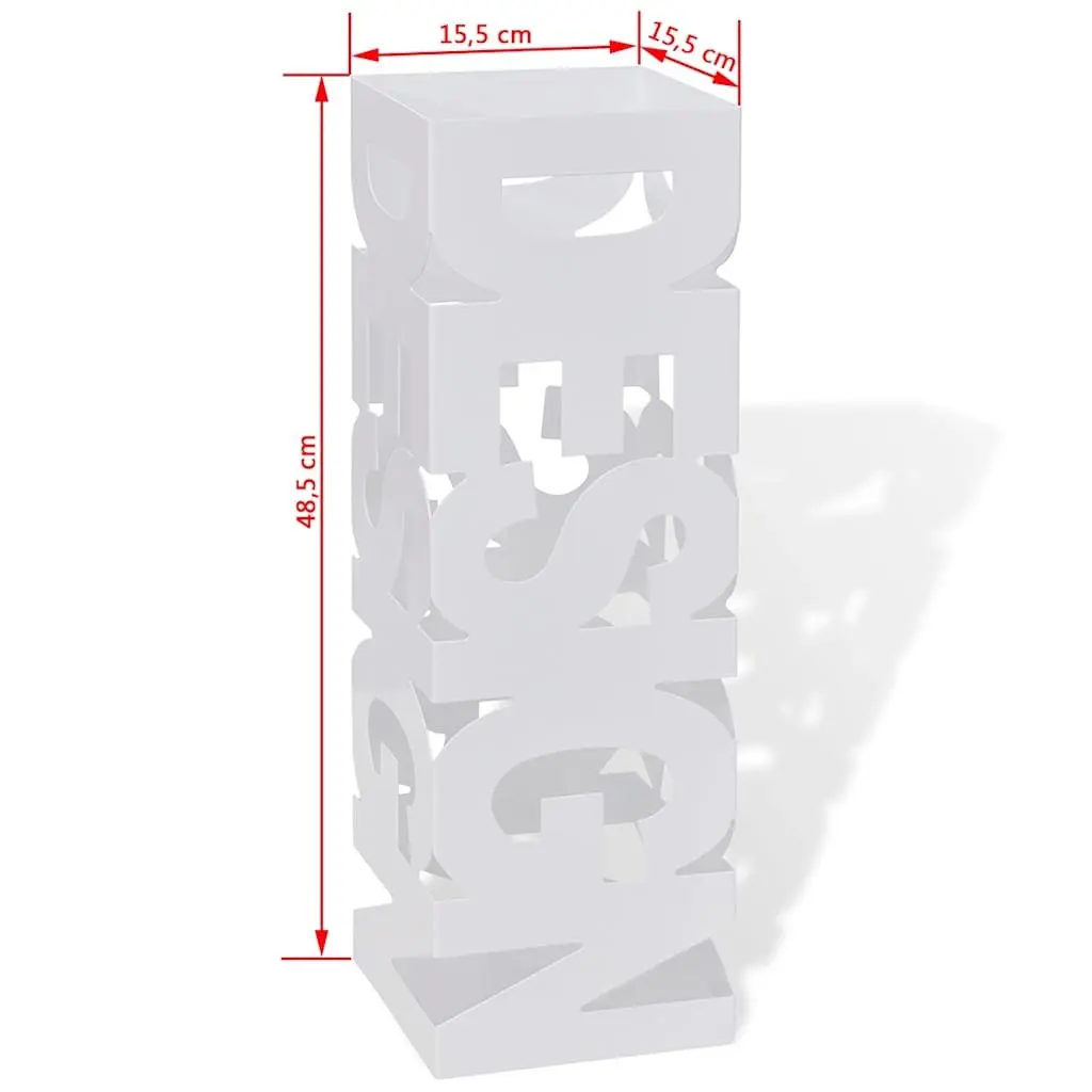 Umbrella Stand Storage Holder White Powder-coated Steel 48.5cm