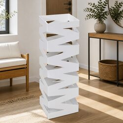 Durable White Steel Umbrella Stand for Sticks and Poles