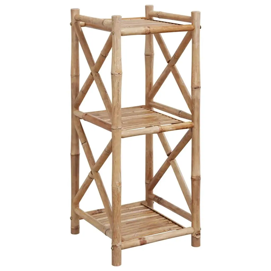 3-Tier Bamboo Shelf Square Brown