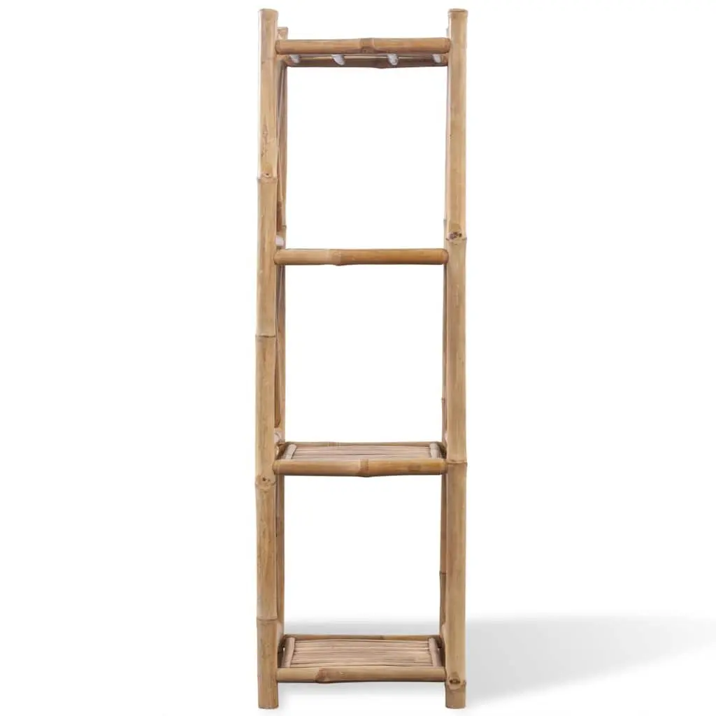 Brown 4-Tier Square Bamboo Bookcase Storage Rack
