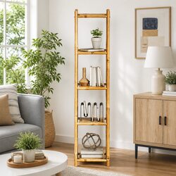 Durable 5-Tier Bamboo Shelf for Storage and Display