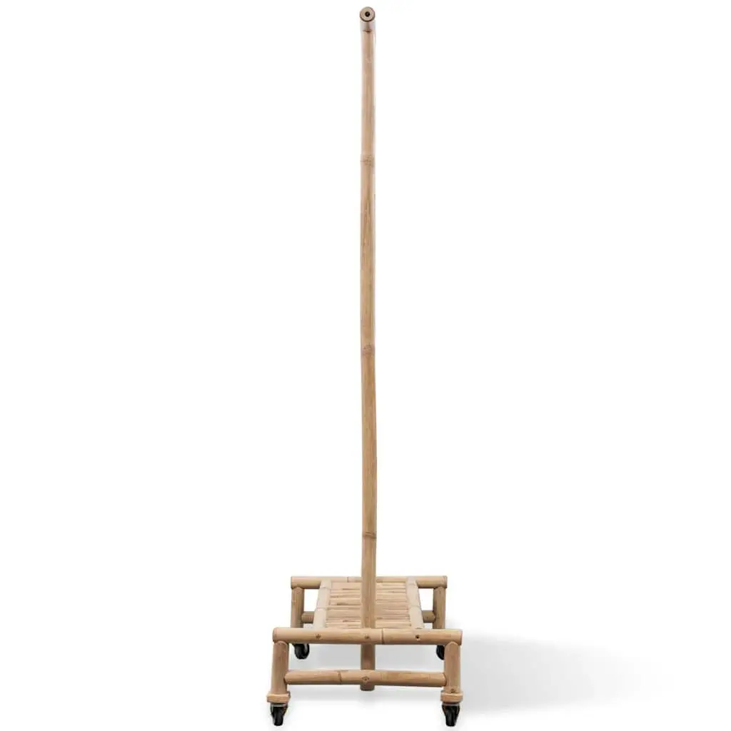 Bamboo Clothes Rack with Mobile Castors and Shelf