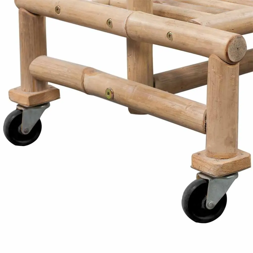 Bamboo Clothes Rack with Mobile Castors and Shelf