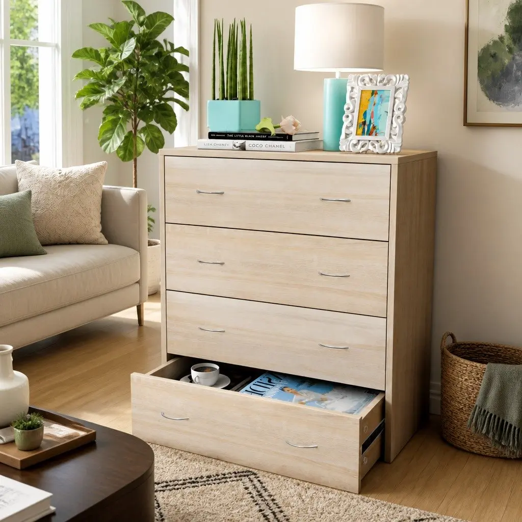 Oak Sideboard Cabinet with 4 Drawers