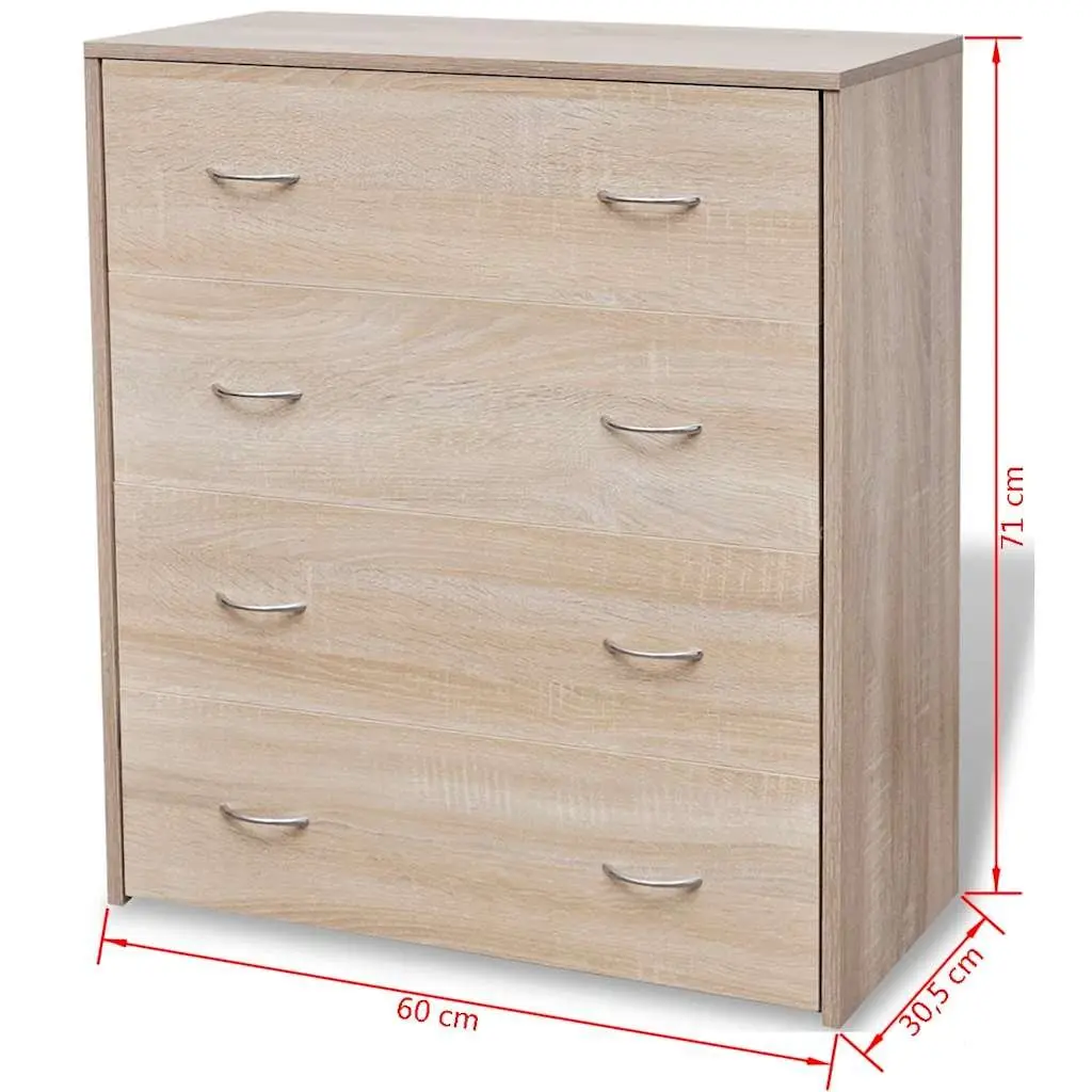 Oak Sideboard Cabinet with 4 Drawers