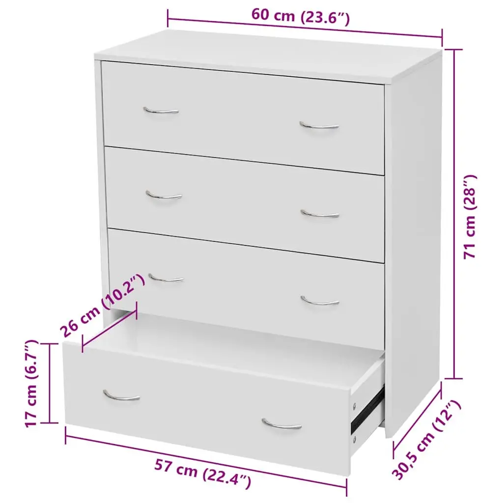 Sideboard with 4 Drawers Storage Cabinet Living Room Hallway Dining Furniture