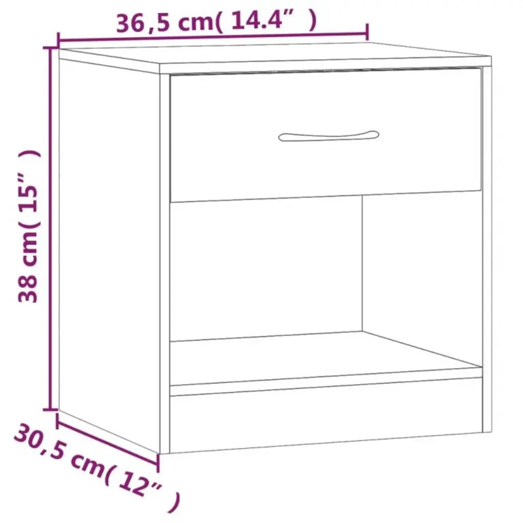 2-Piece White Nightstand Set with Storage